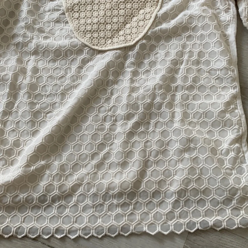 Tory Burch Tali-3/4-Sleeve Combo Honeycomb‎ Top Lace crochet blouse Top size XS